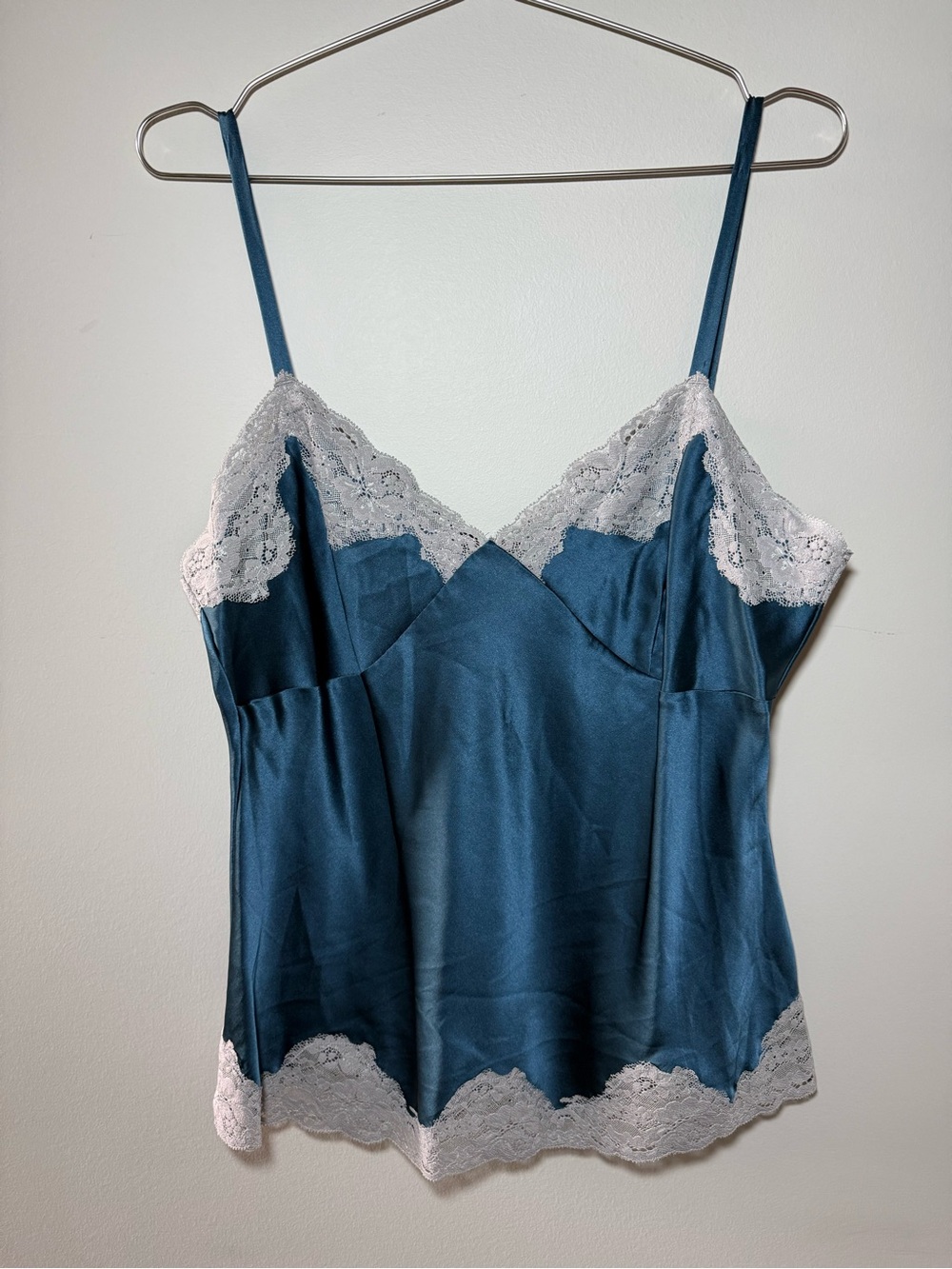 Vintage Express Turquoise Lace Trim Cami Top Size L | Y2K Babydoll - Picture 2 of 11
